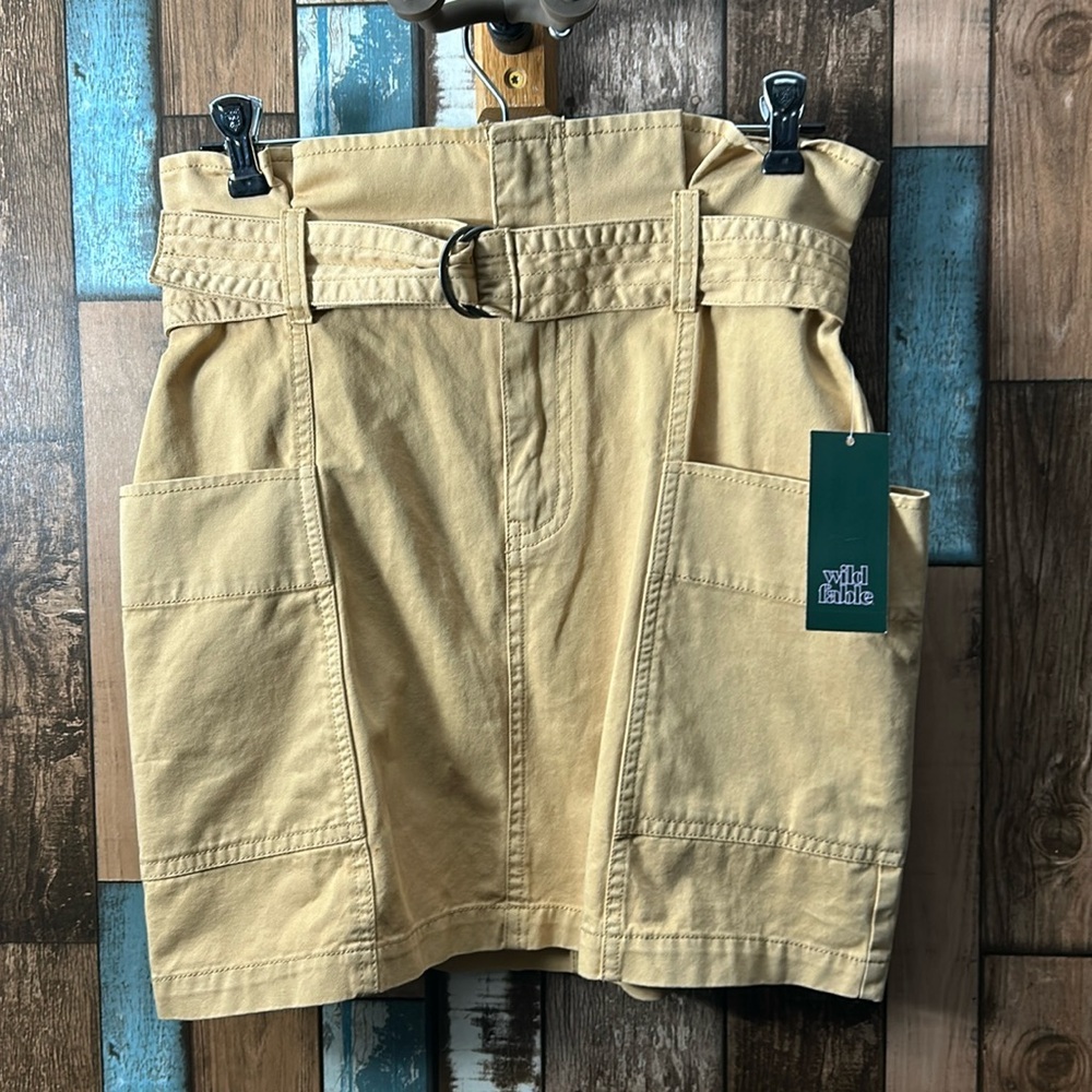 Wild fable XS khaki paper bag style skirt